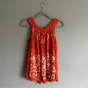 Orange Tie Dye embroidered Sequin Tank Top